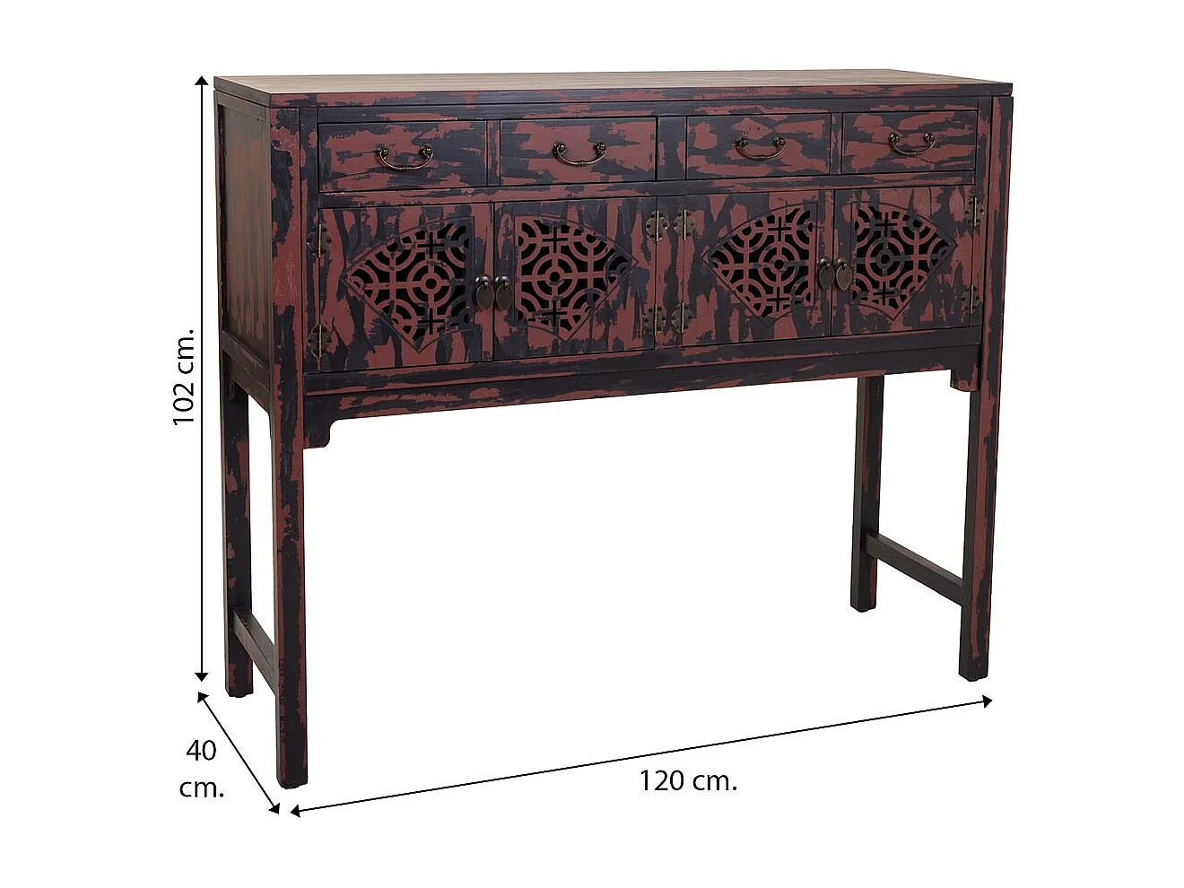 Rote Holzhalle 120x40x102h cm