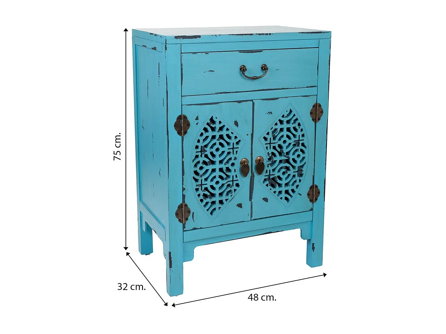 Recibidor de madera 1 cajon y 2 puertas 48x32x75