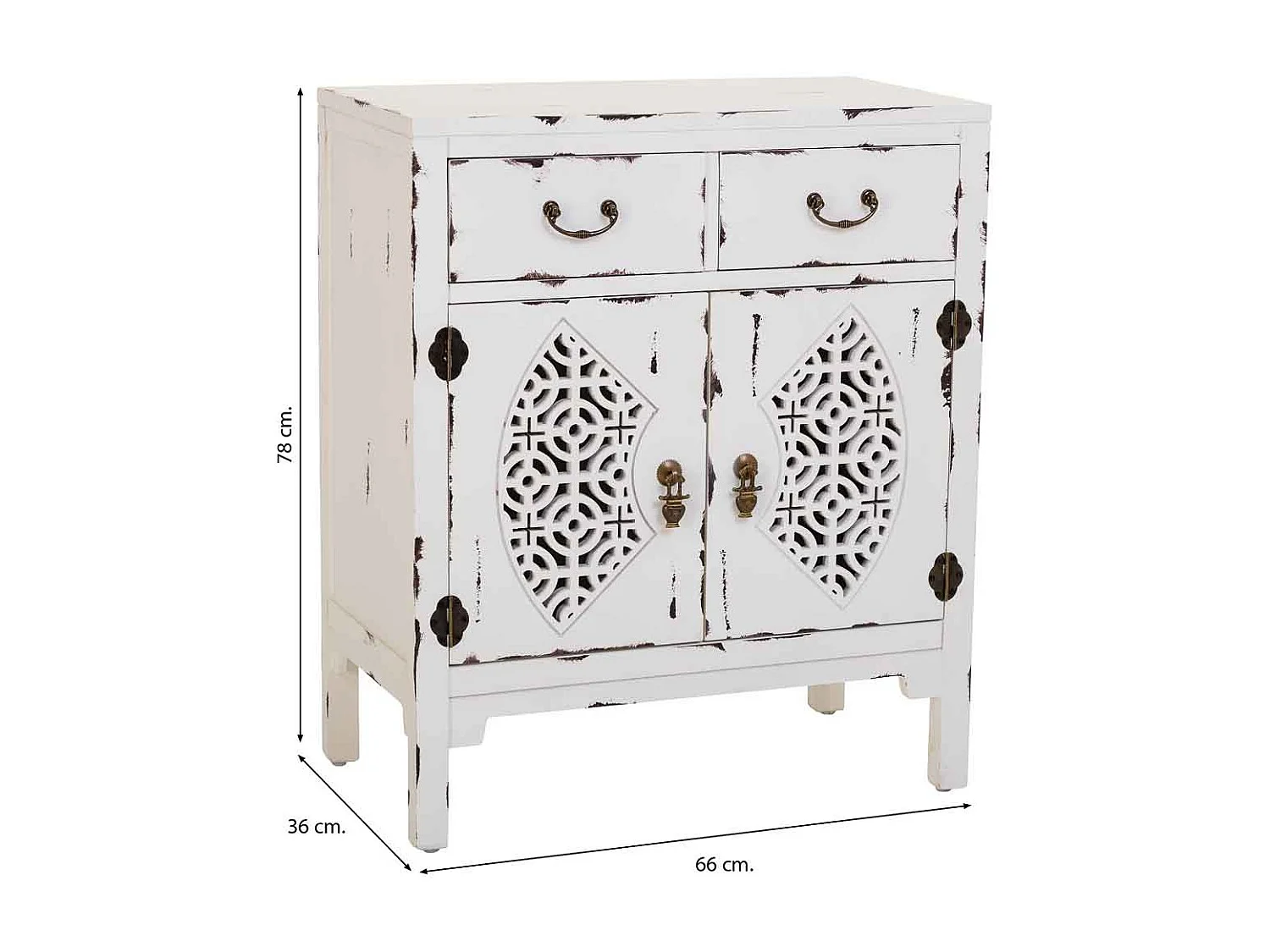 Meuble d'entrée en bois blanc 66x36x78h cm