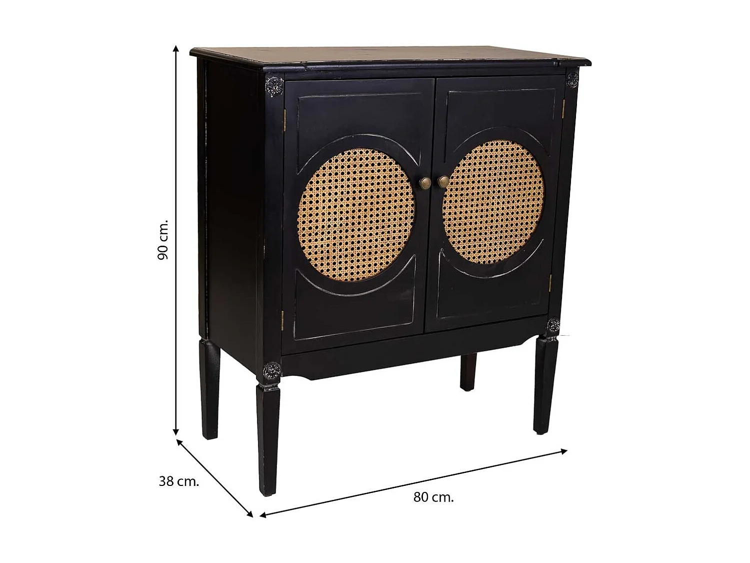 Recibidor de madera negro 80x38x90