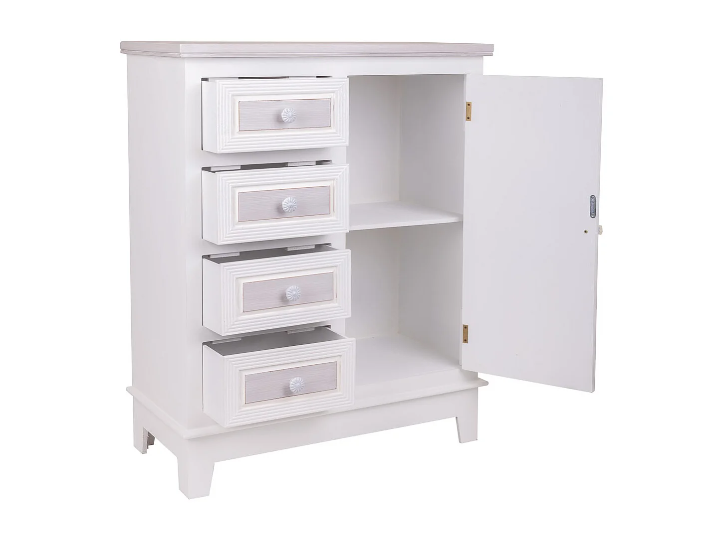 Console d'entrée en bois blanc 66x32x84h