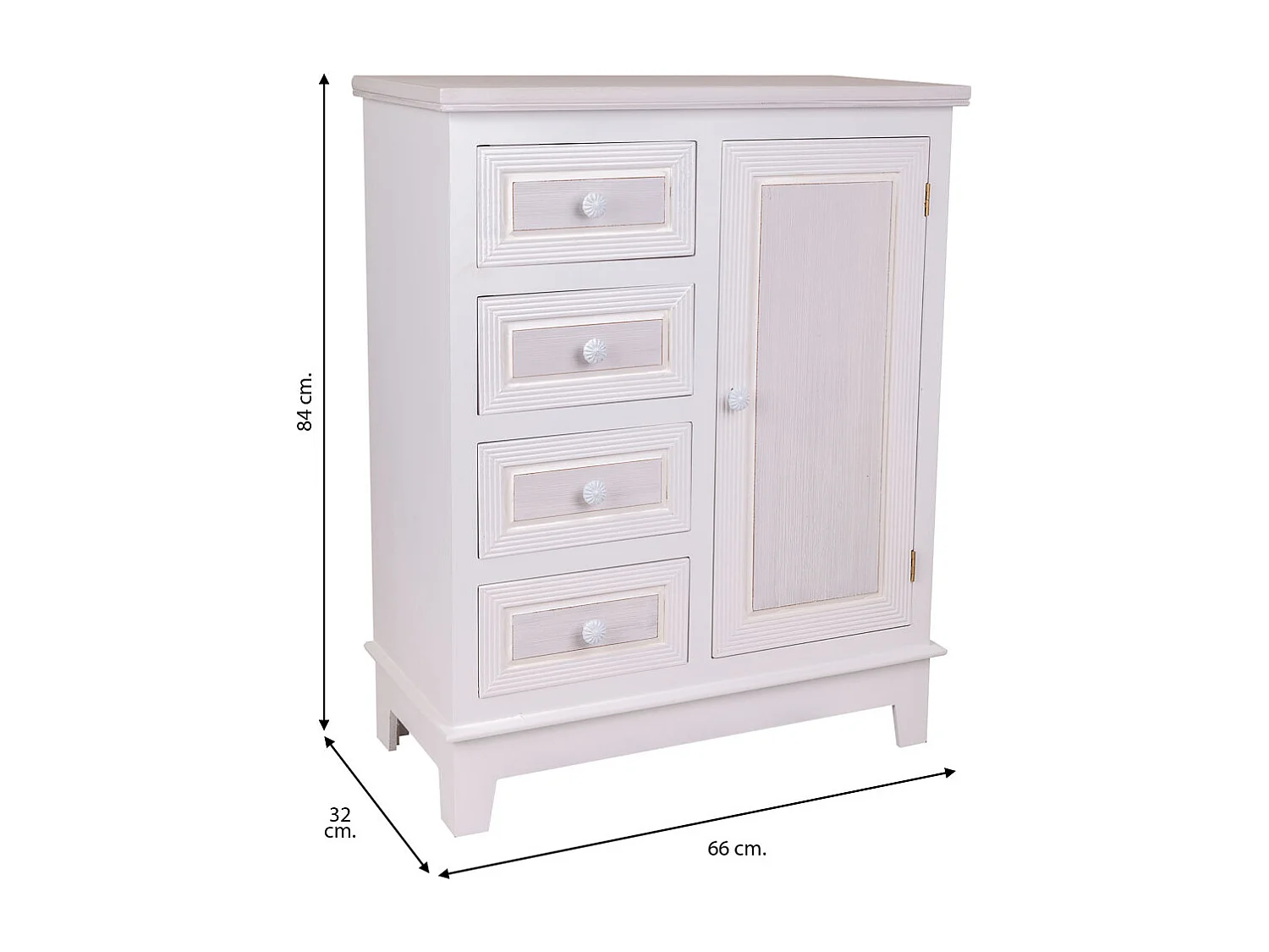 Recibidor de madera blanco 66x32x84