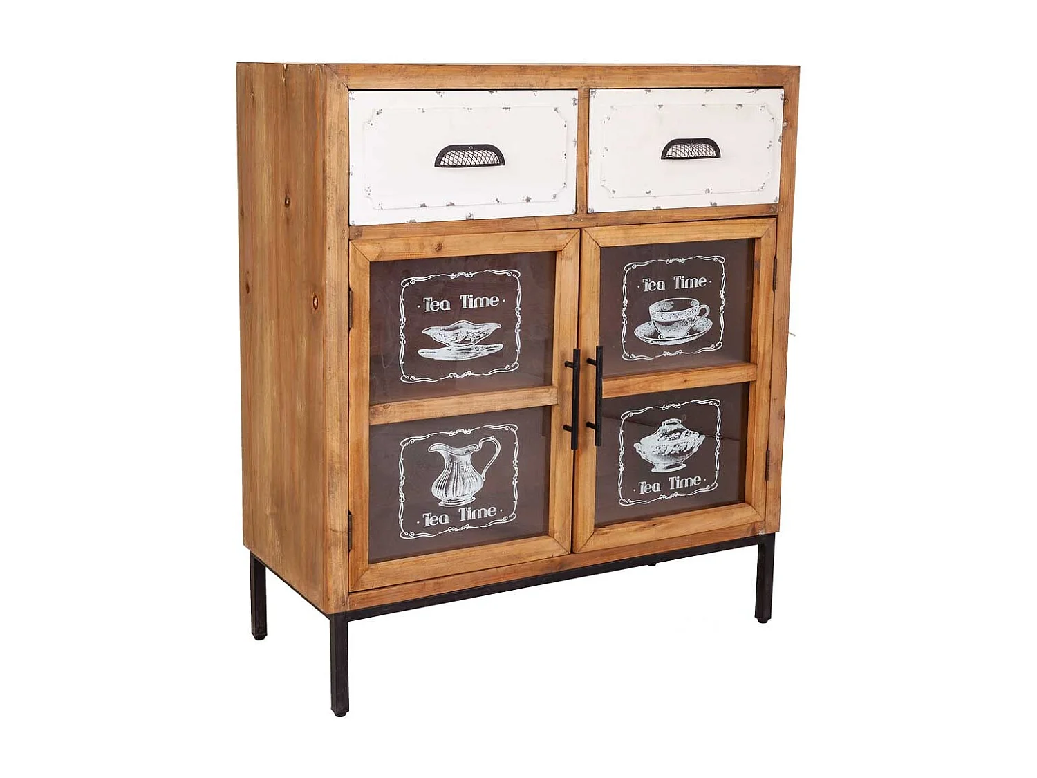 Console d'entrée en bois et métal marron 80x36.5x91h