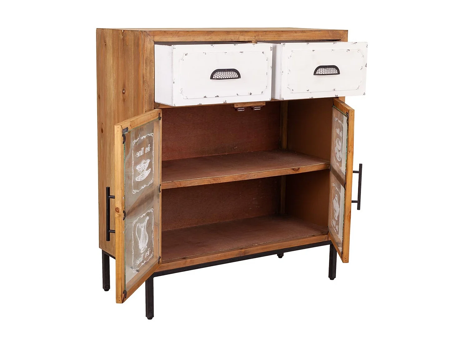 Console d'entrée en bois et métal marron 80x36.5x91h