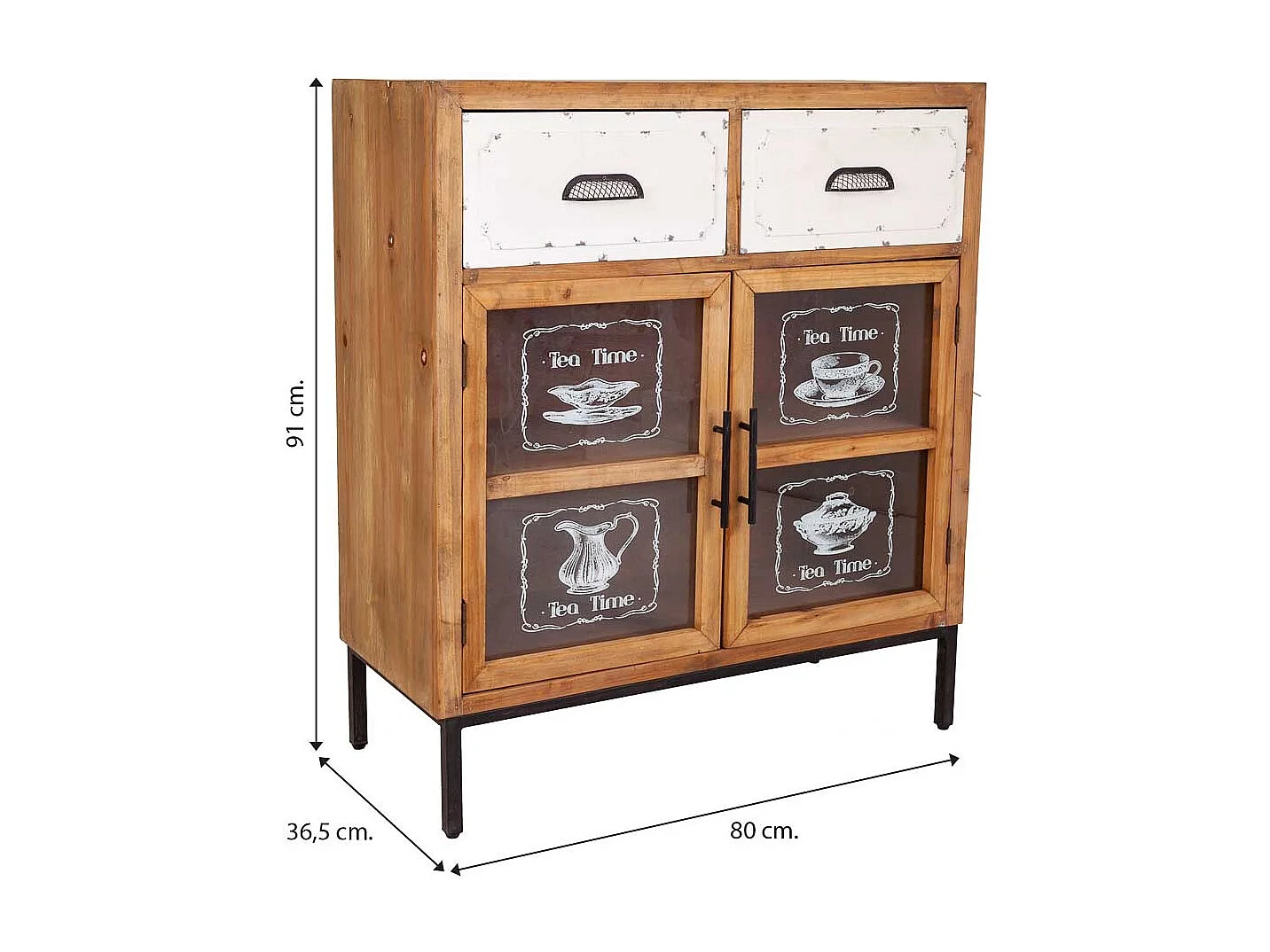 Hall de madeira marrom e metal 80x36,5x91