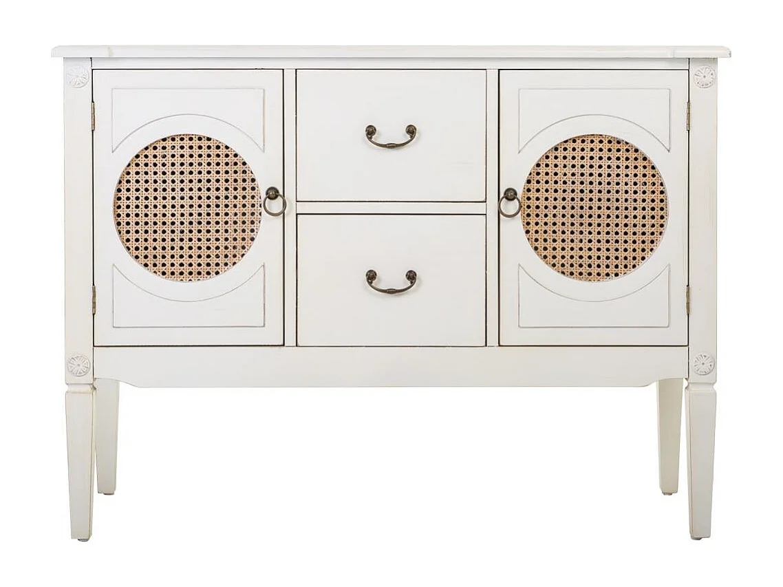 Recibidor de madera con rejillas blanco 106x40x78