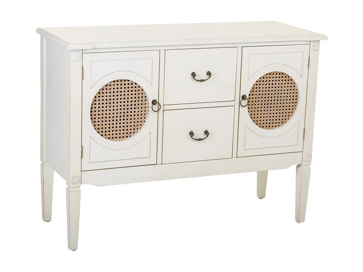 Recibidor de madera con rejillas blanco 106x40x78