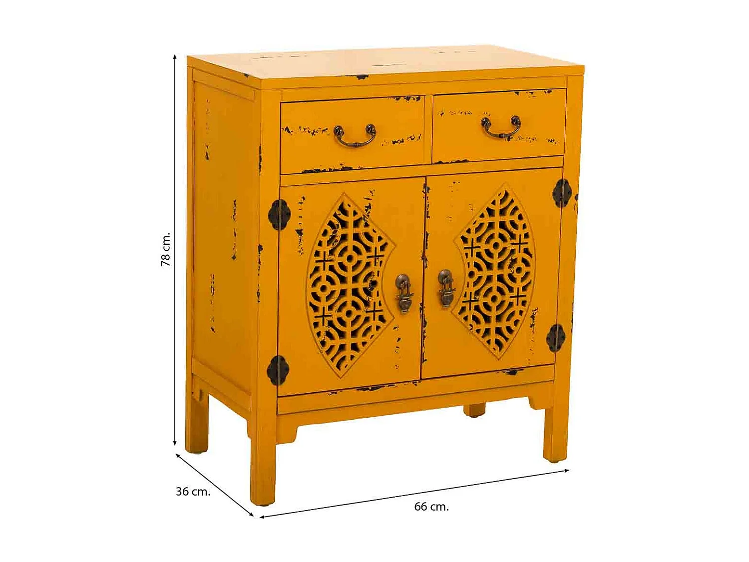 Table d'entrée en bois jaune 66x36x78h cm