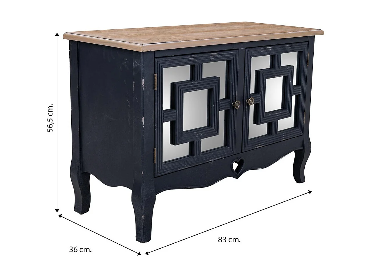 Recibidor de madera negro 83x36x56,5