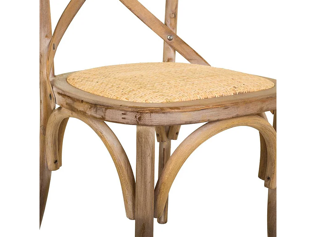 Sedia in legno e seduta in rattan marrone 44x42x46/88h