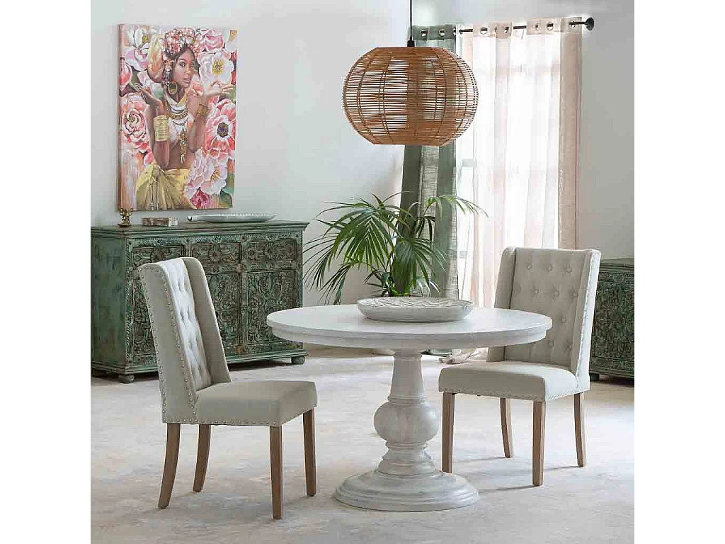 Sedia in legno imbottita panna 53x53x48/102h