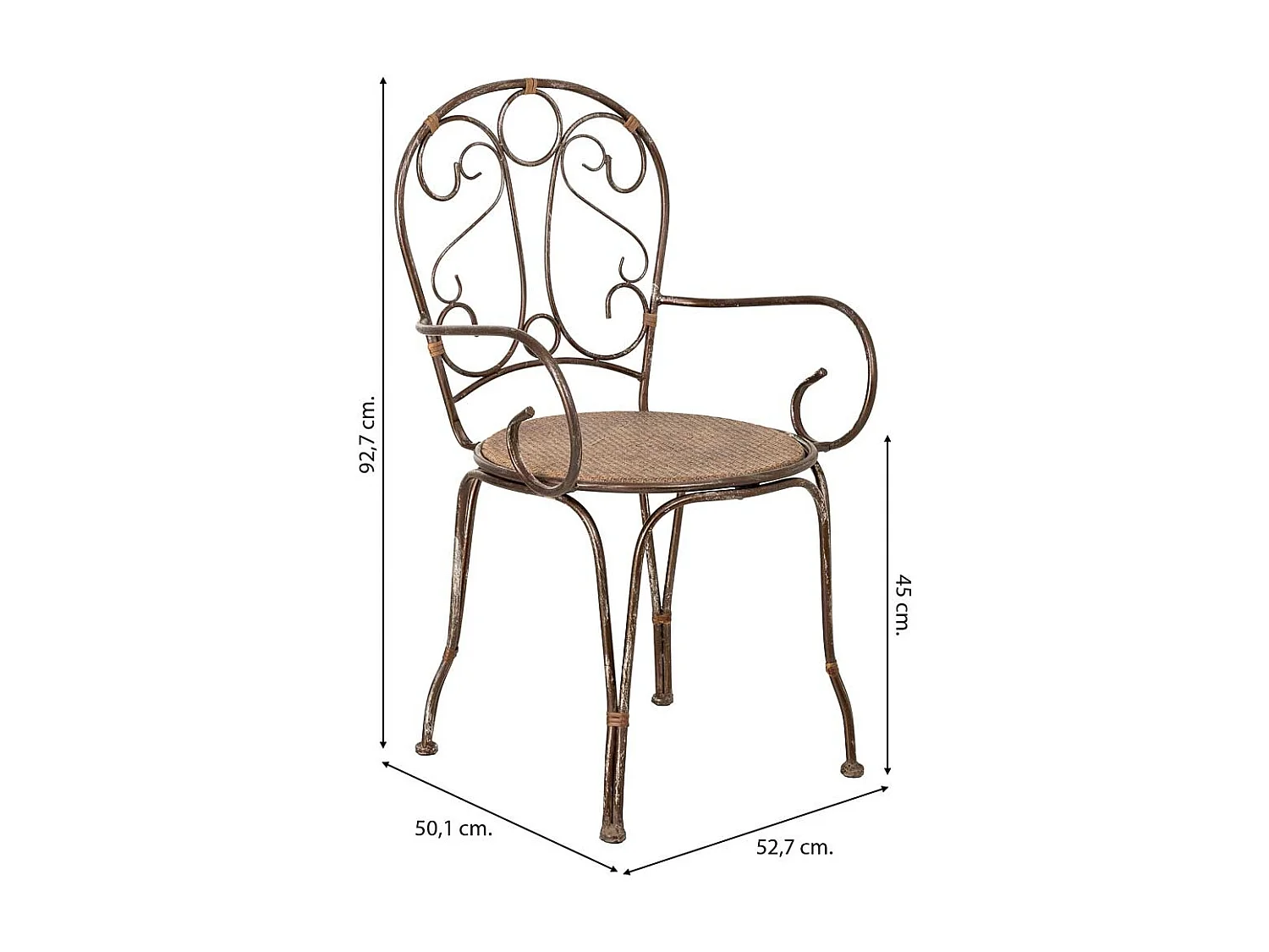 Chaise en métal 52,7x50,1x45/92,7h cm