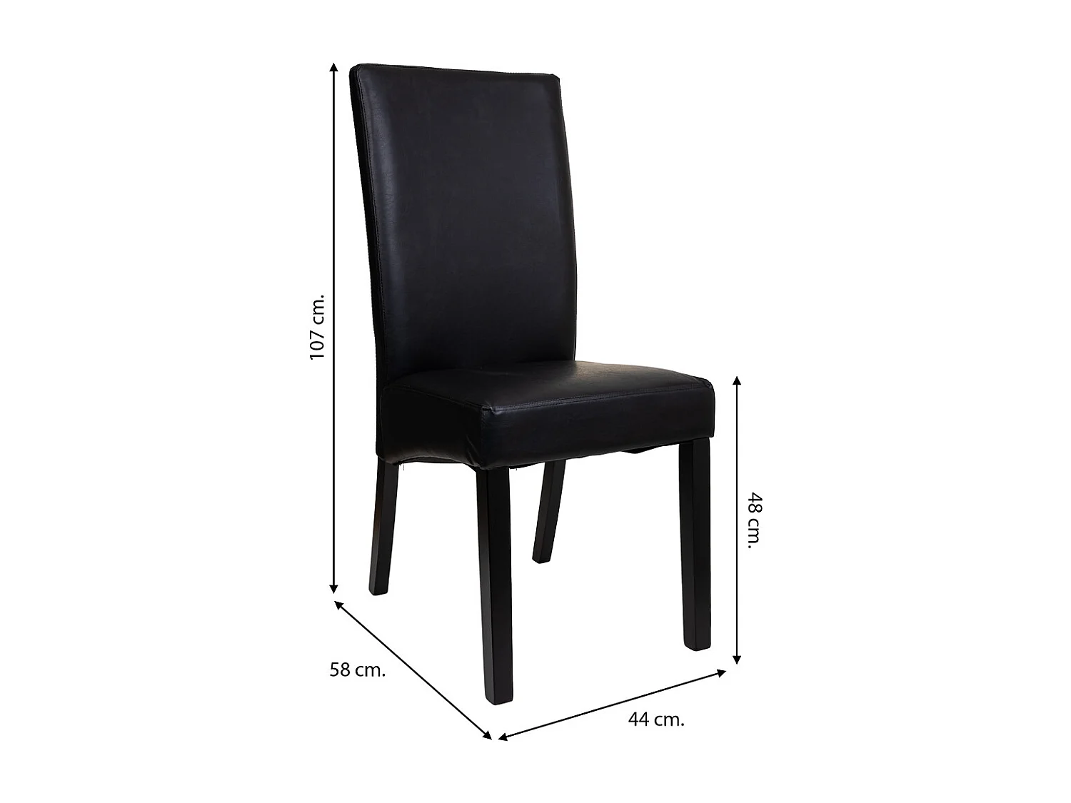 Chaise en bois tapissée noire 49x48x42/102h