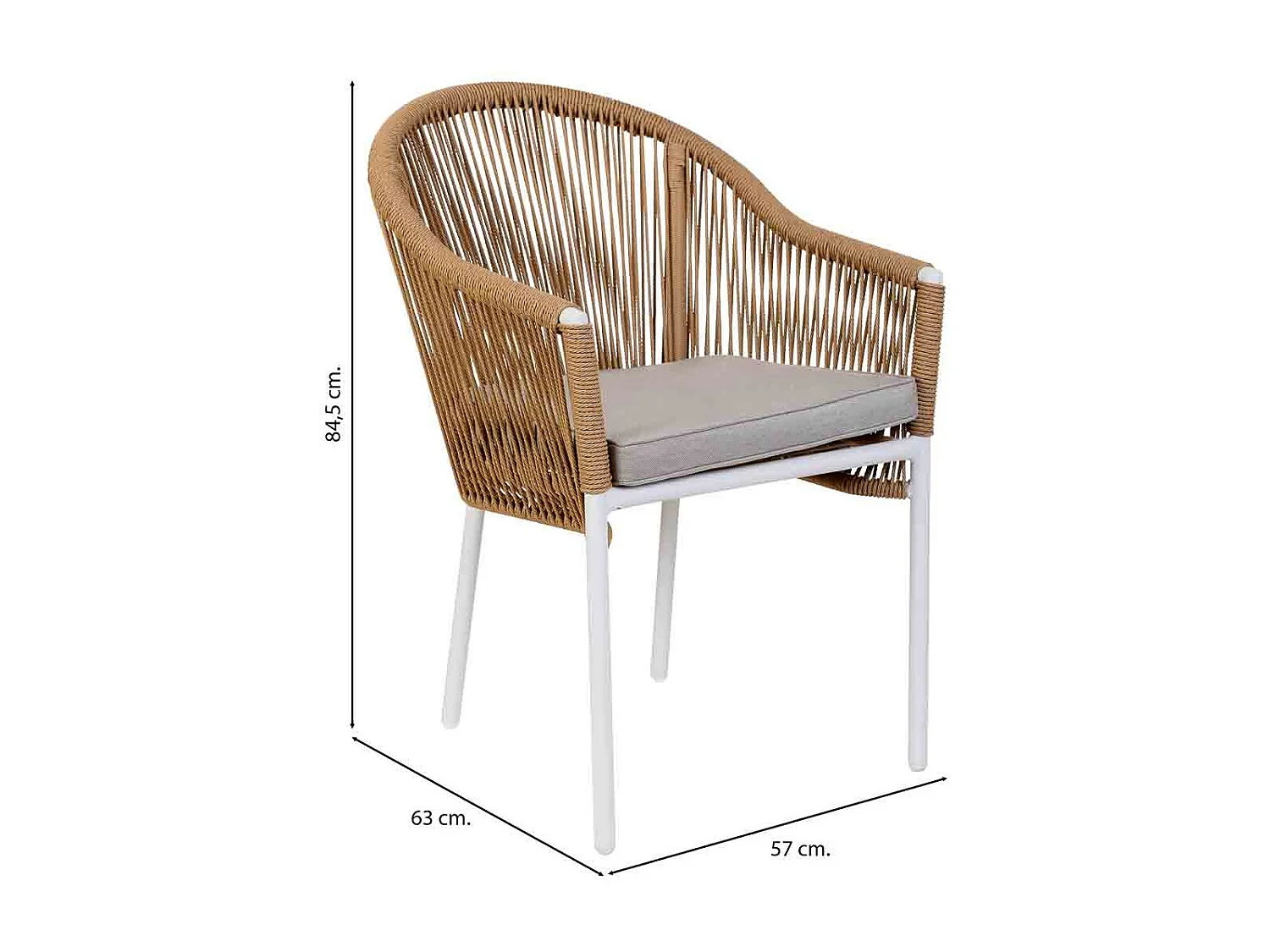 Chaise en rotin synthétique beige 57x63x84,5