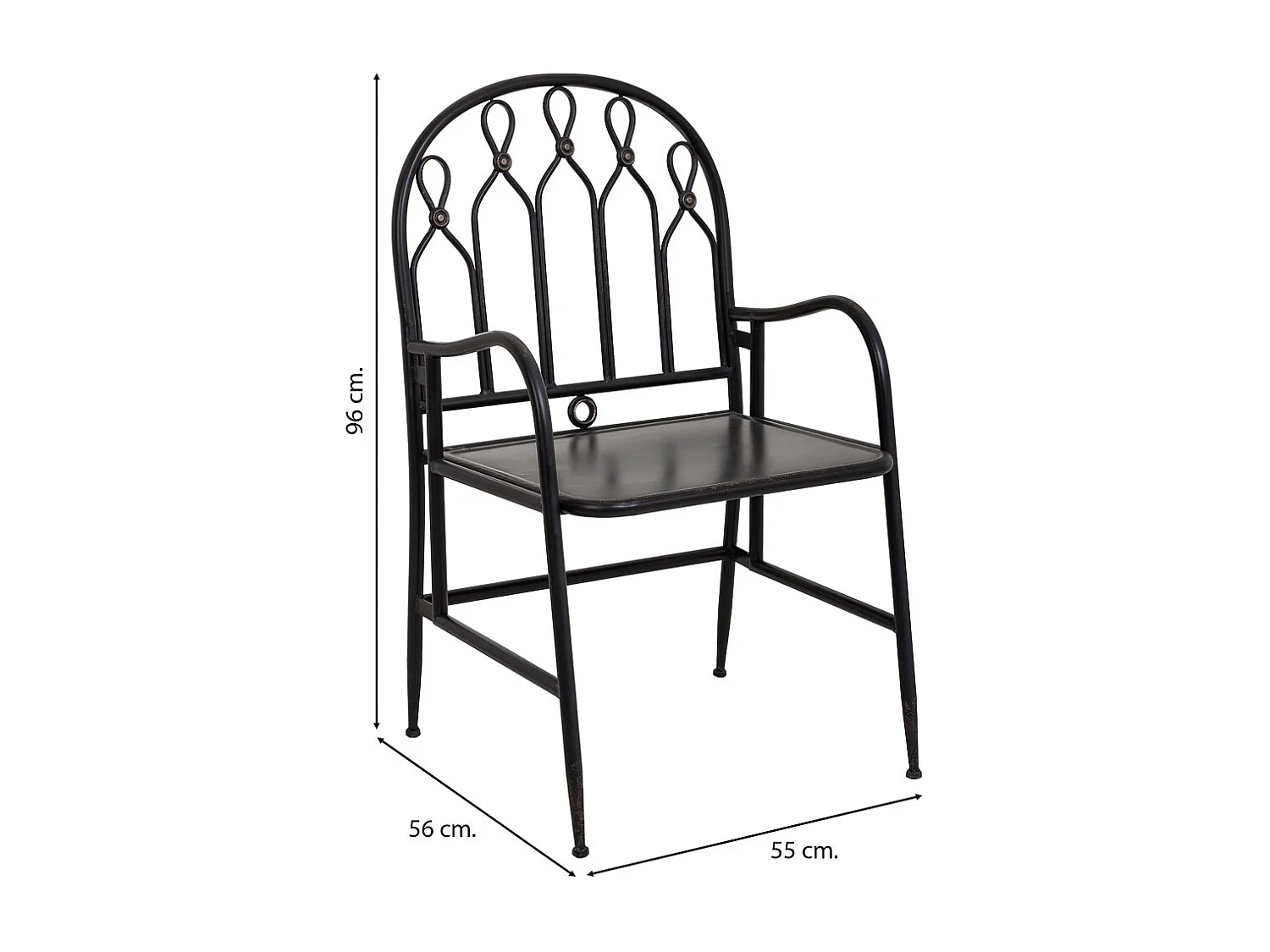 Schwarzer Metallstuhl 55x56x96h cm