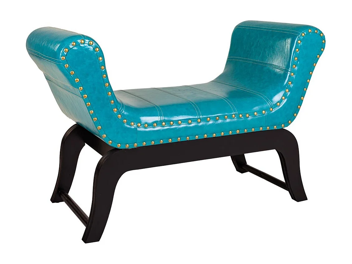 Banqueta de polipiel azul 90x40x65