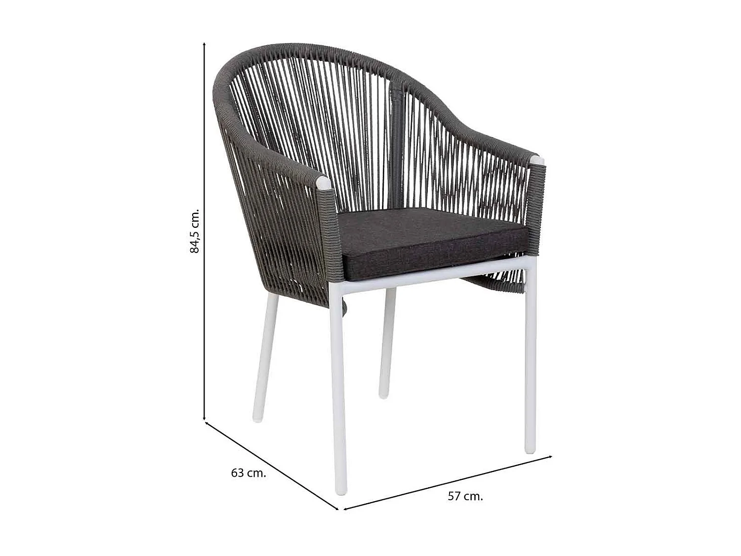 Chaise en rotin synthétique gris 57x63x84,5