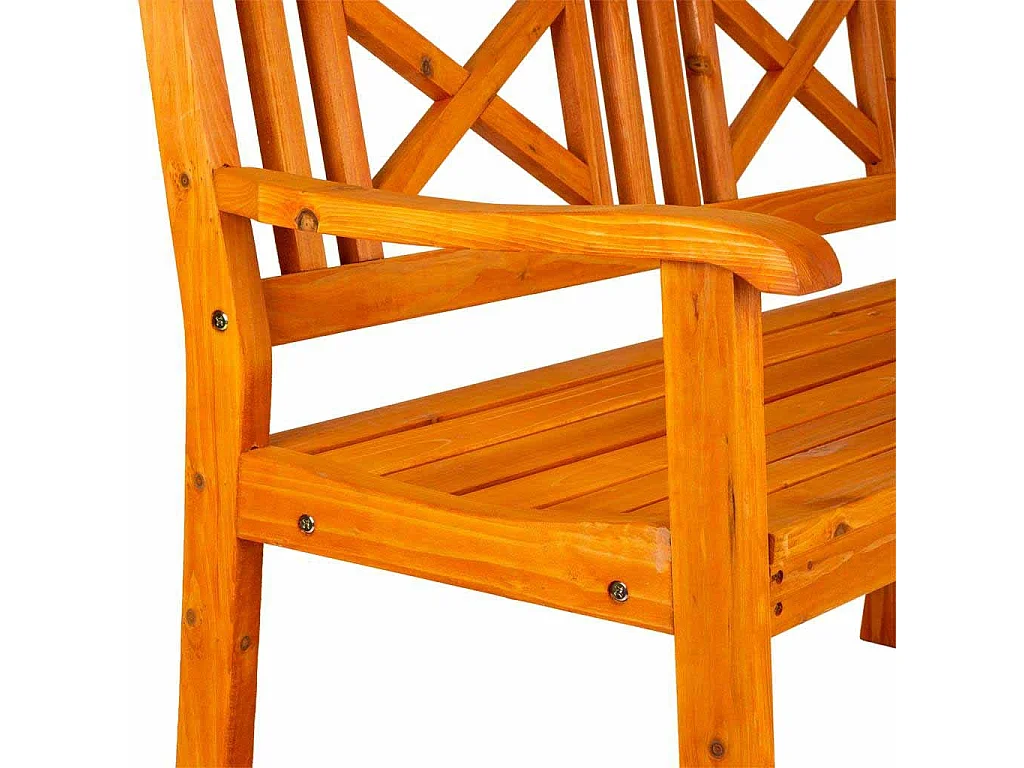 Orangefarbene Holzbank 120x60x90h cm