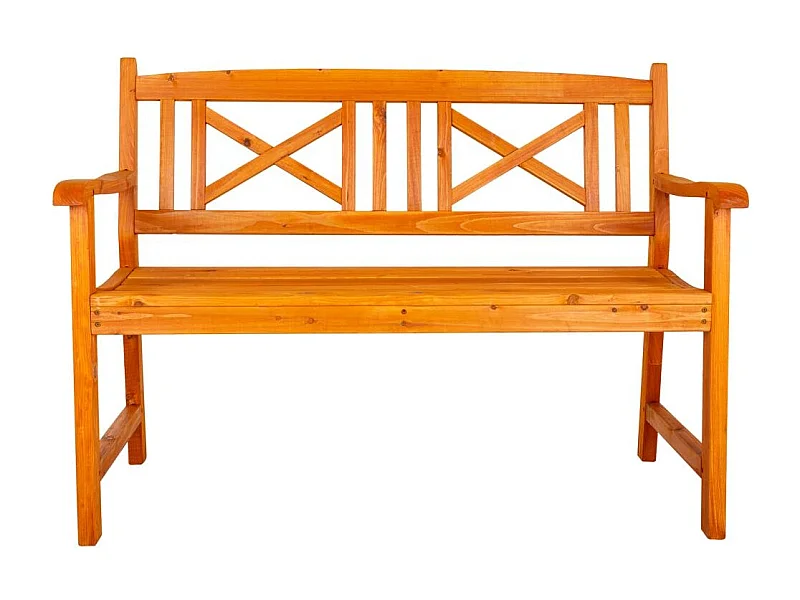 Orangefarbene Holzbank 120x60x90h cm