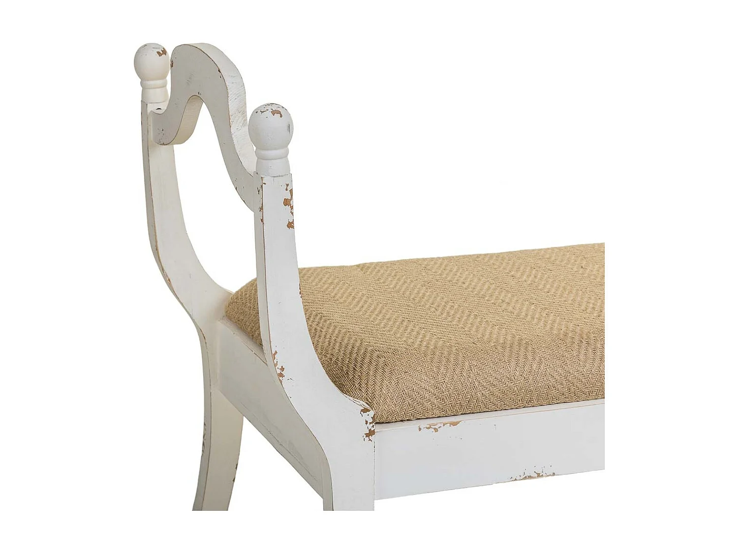 Weiß gepolsterte Holzbank 90x45,5x78h cm