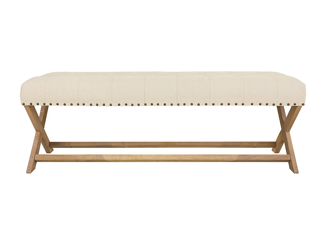 Creme gepolsterte Holzbank 130x46x45h cm