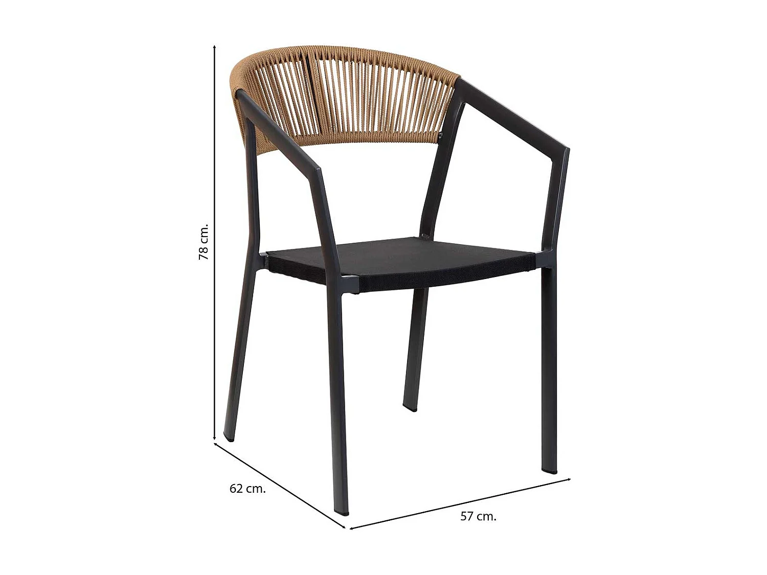 Silla de aluminio negro 57x62x78