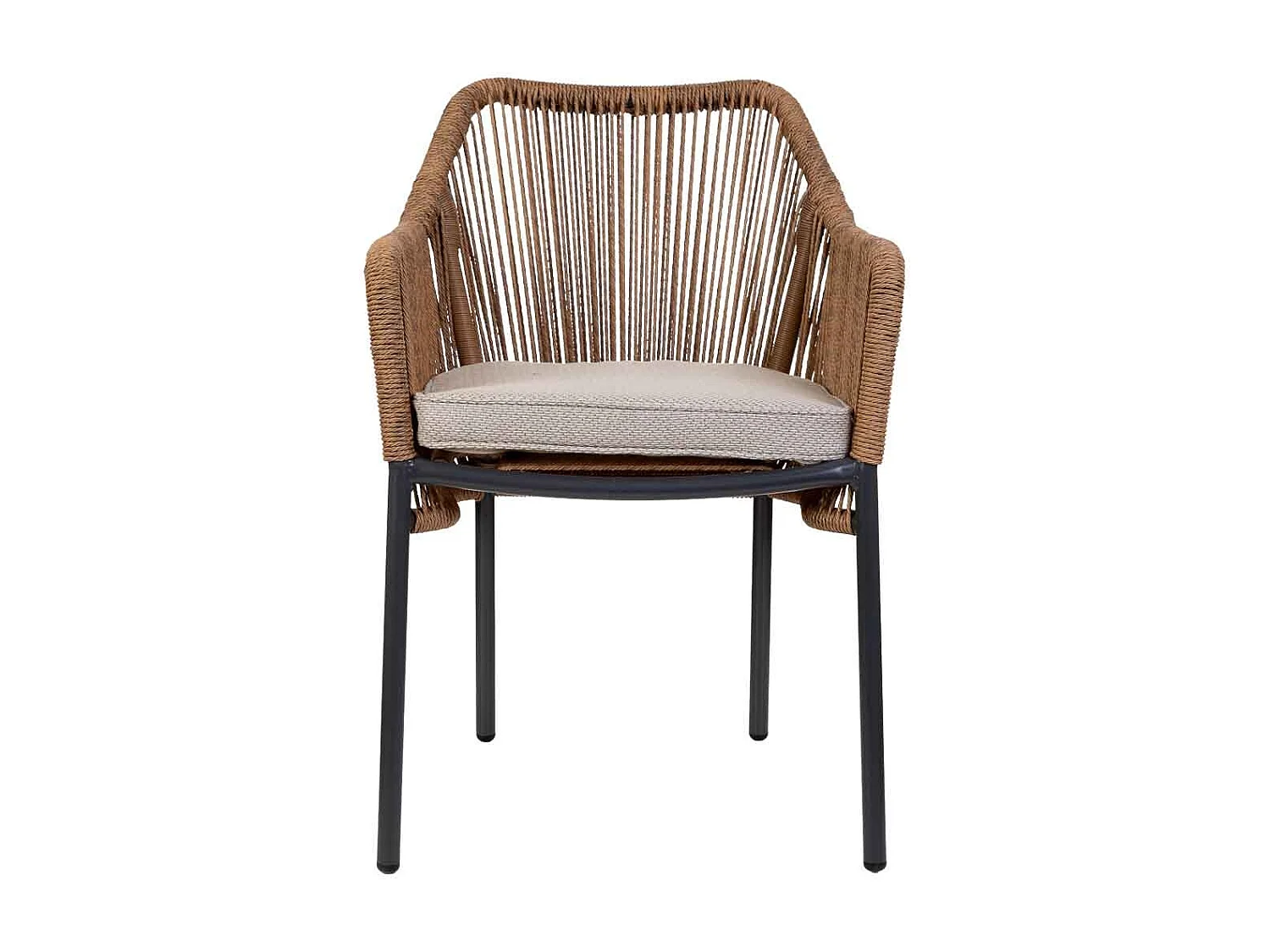 Silla de ratan sintético marrón 56x66x80