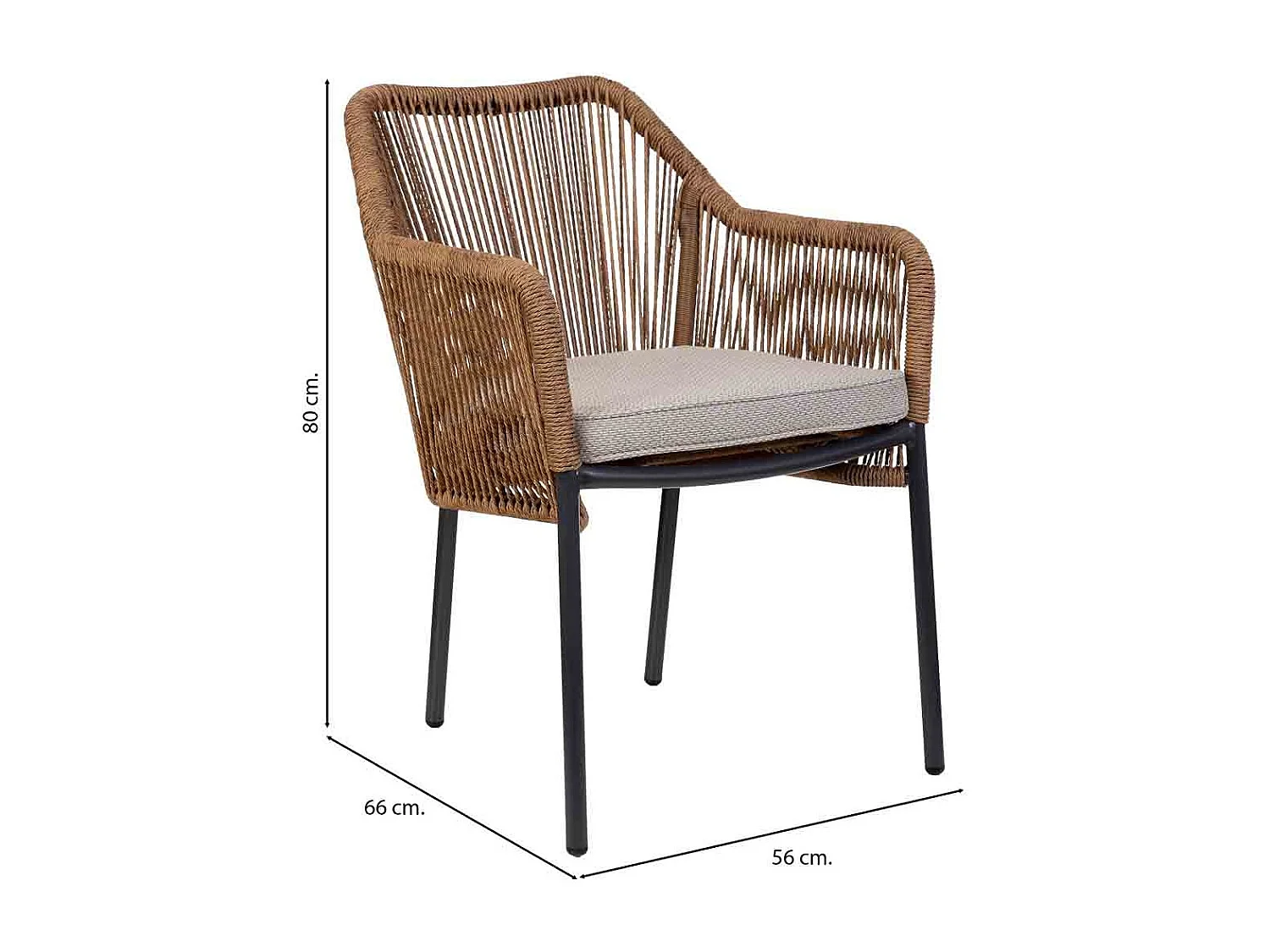 Silla de ratan sintético marrón 56x66x80