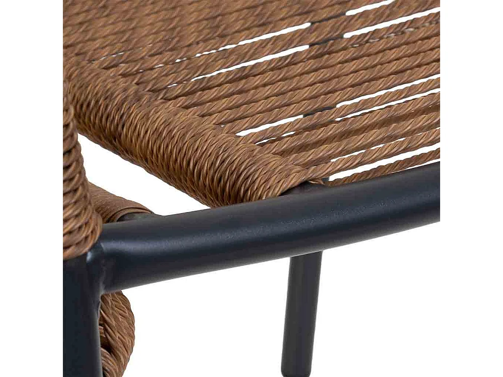 Silla de ratan sintético marrón 56x66x80