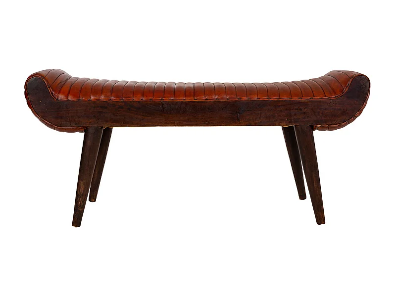 Braune Lederbank 125x51x38h cm