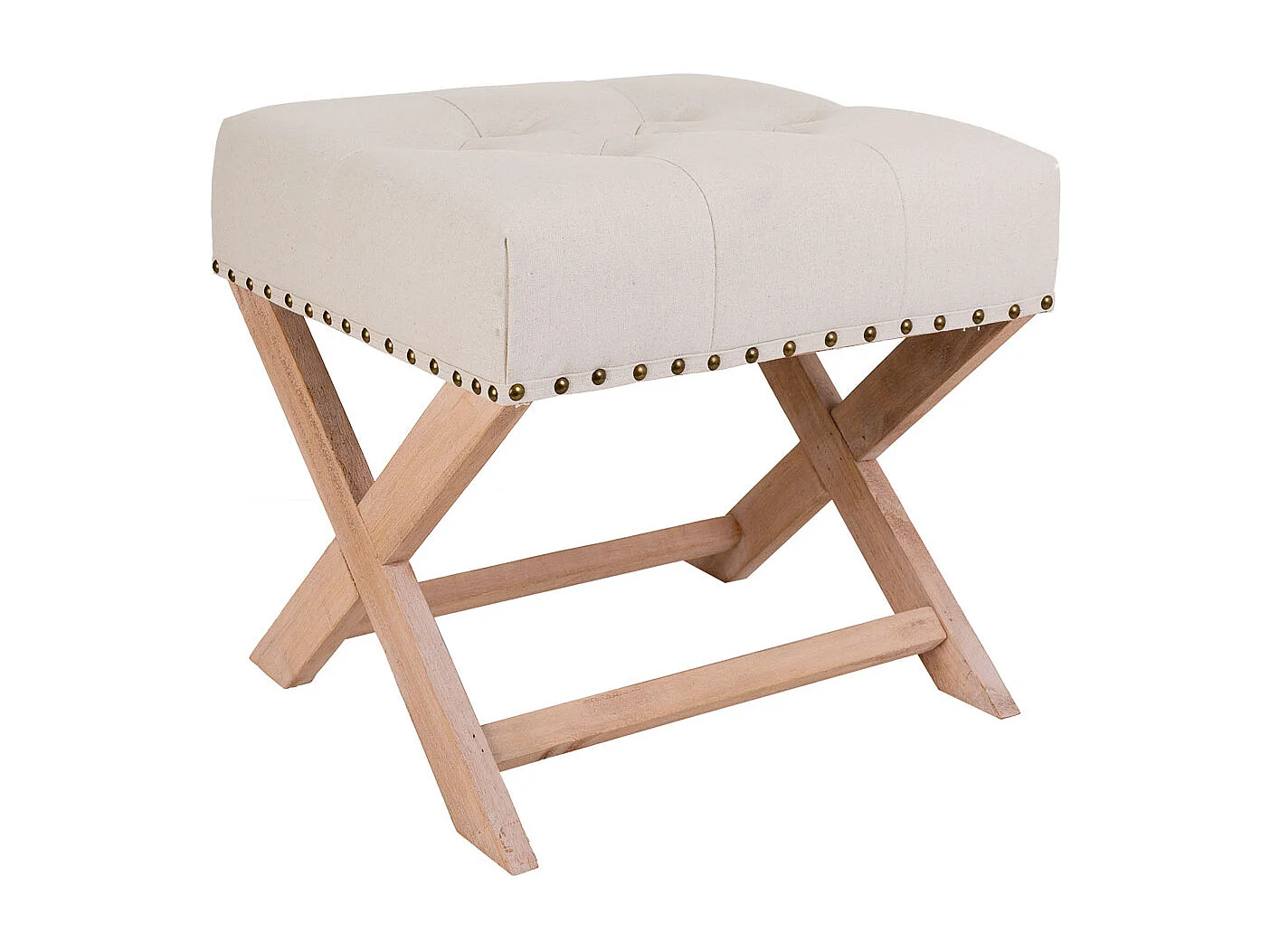 Sgabello imbottita in legno panna 49x46x46h