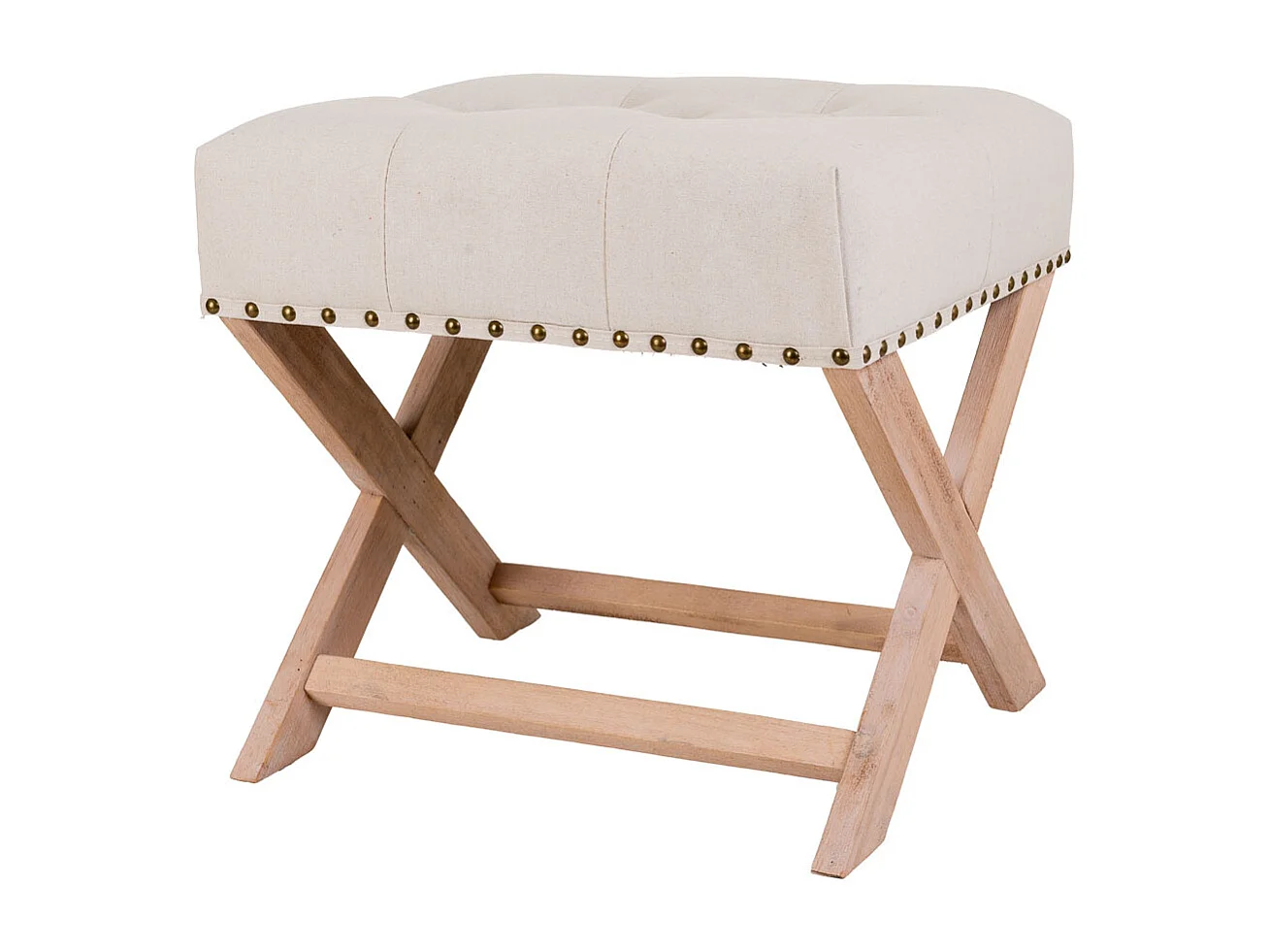 Sgabello imbottita in legno panna 49x46x46h