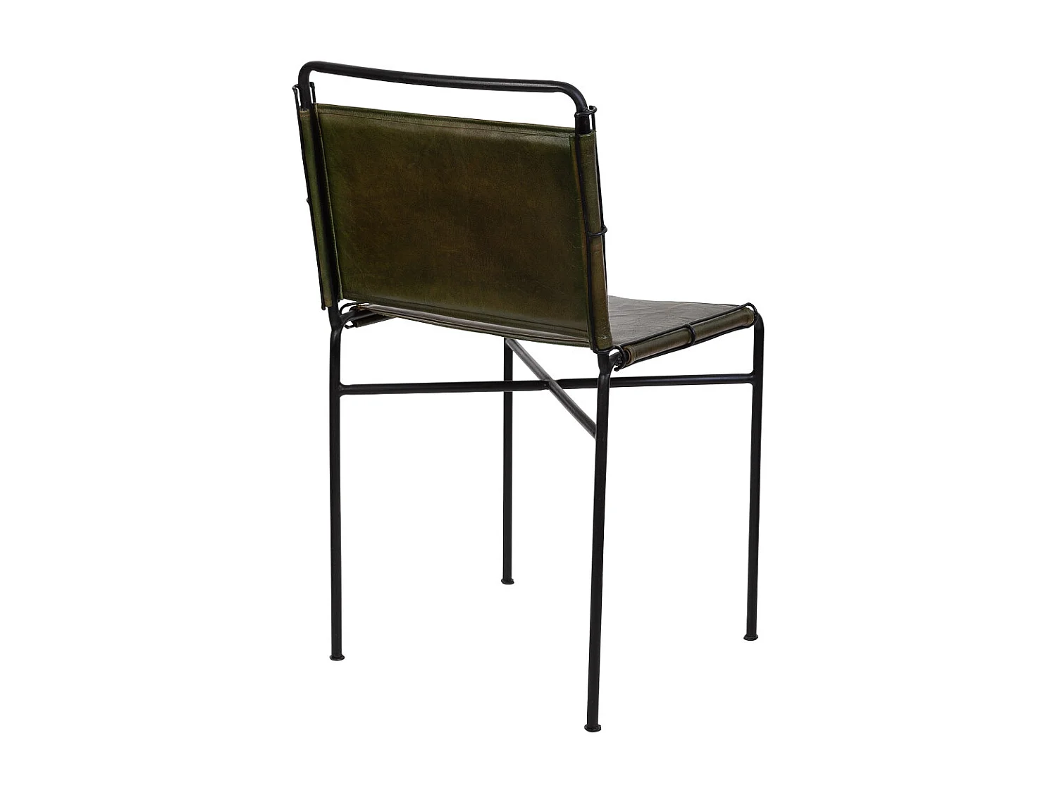 Chaise en métal et cuir marron 48x46x89