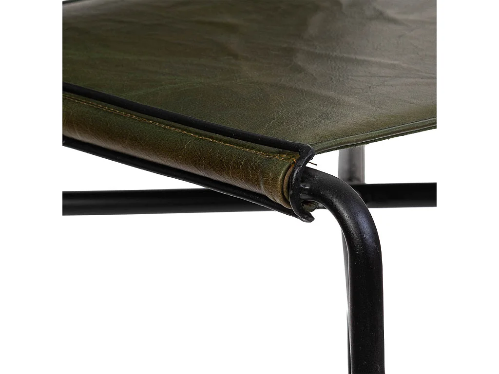 Chaise en métal et cuir marron 48x46x89