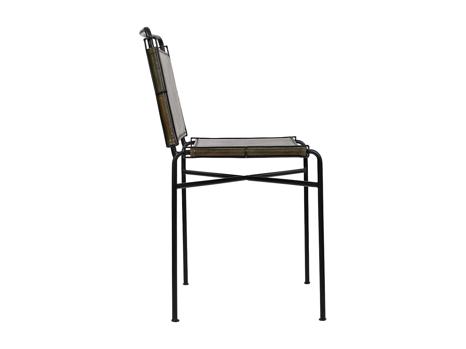 Chaise en métal et cuir marron 48x46x89