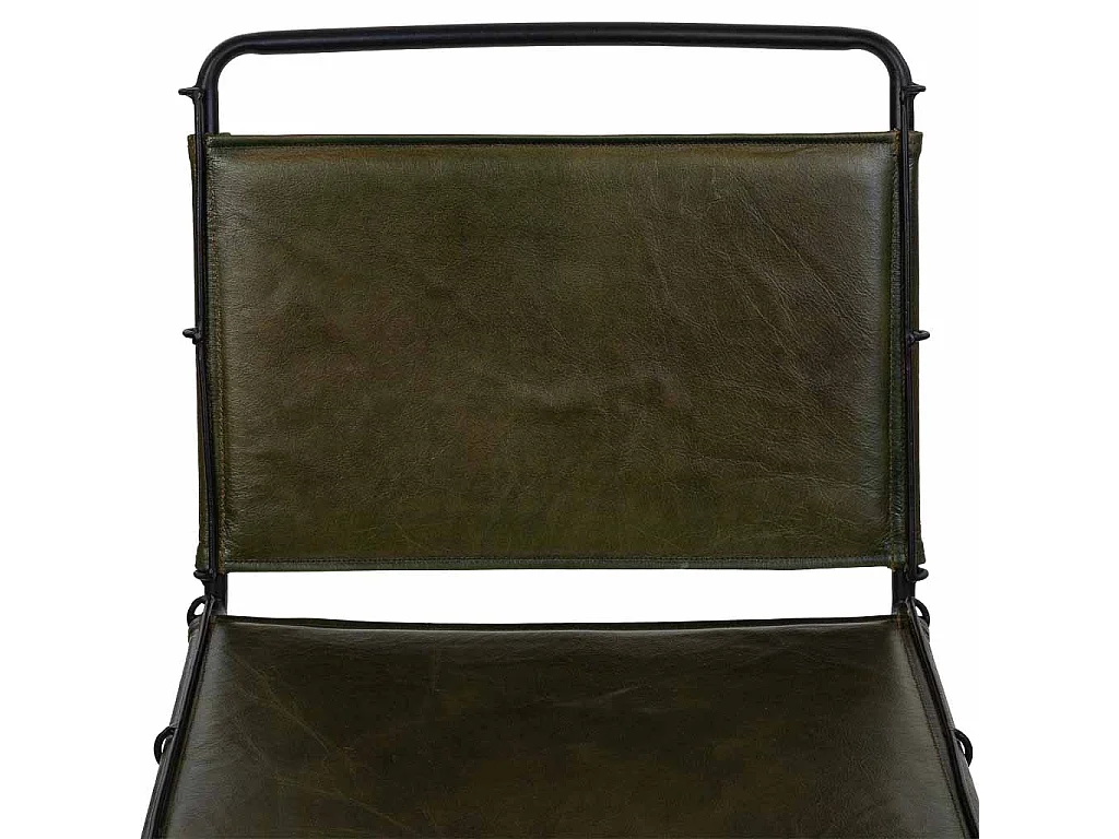 Chaise en métal et cuir marron 48x46x89