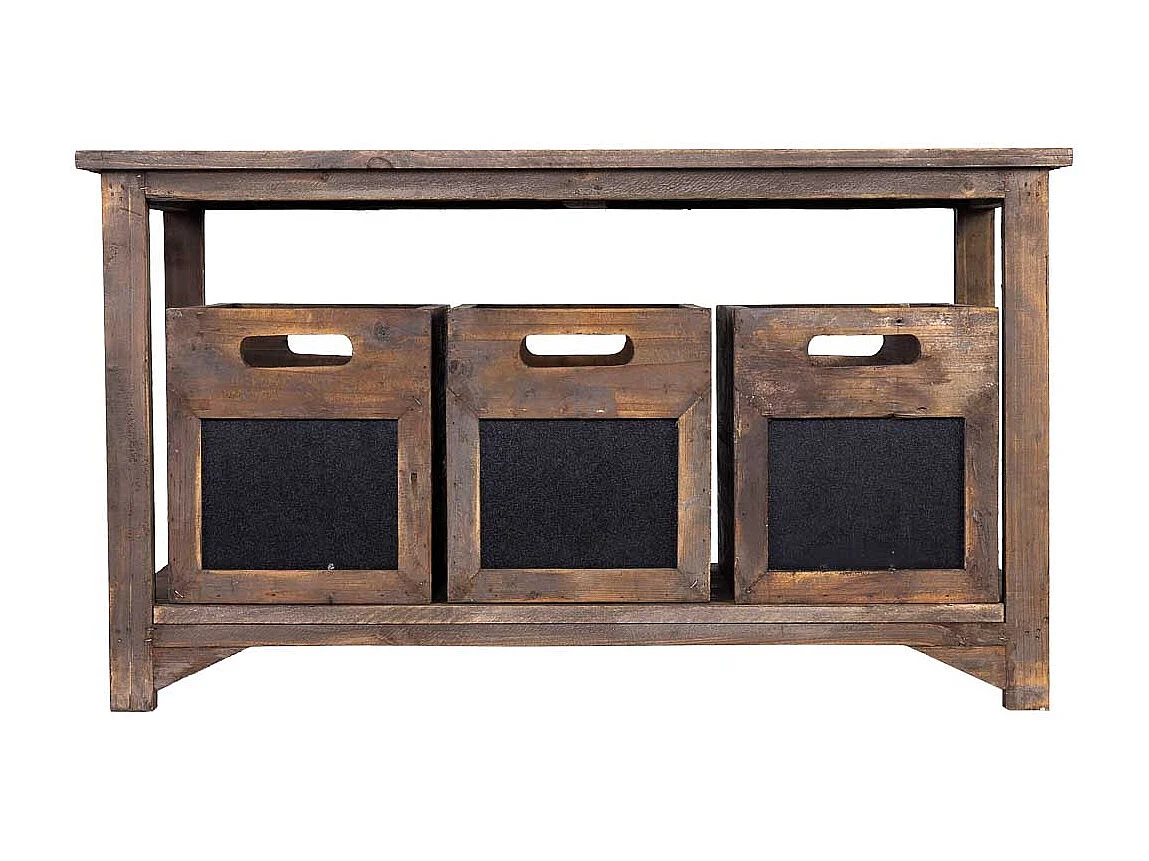 Banc en bois avec 3 tiroirs 90x45x51h cm