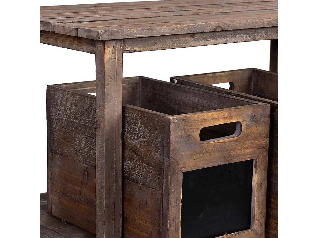 Banco em madeira com 3 gavetas 90x45x51h cm