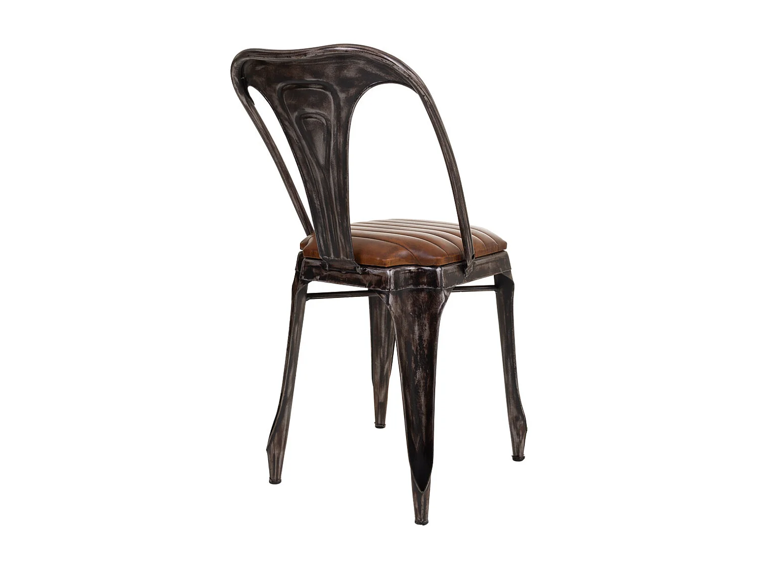 Silla de metal y piel marrón 39x52x84h cm