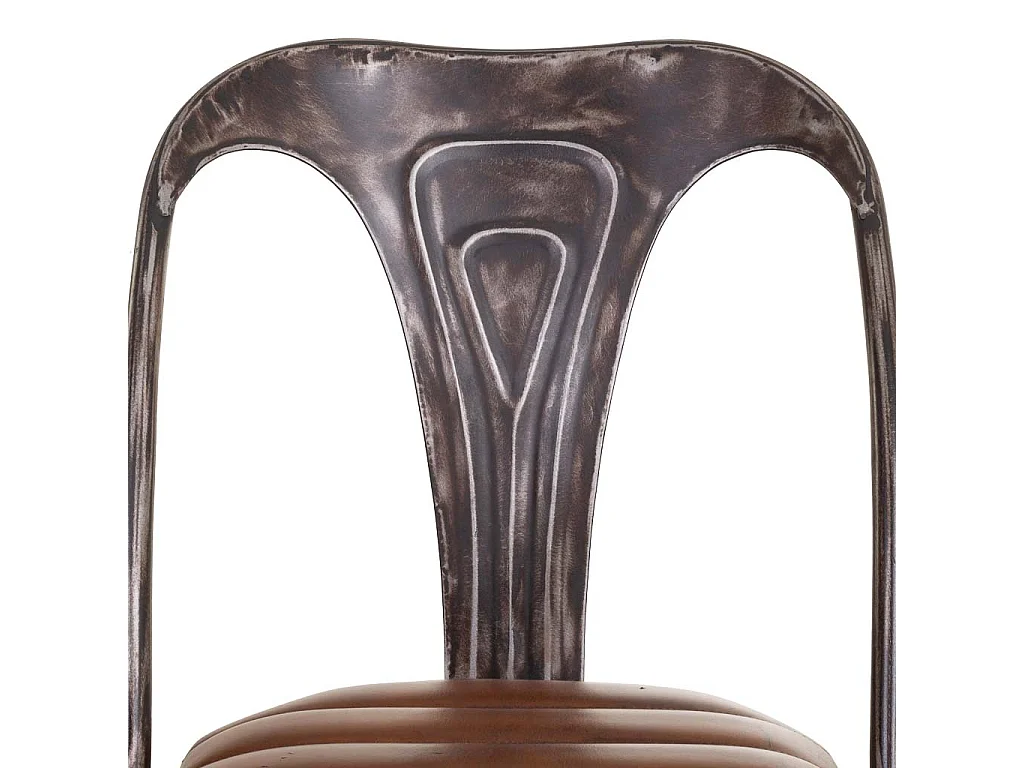 Silla de metal y piel marrón 39x52x84h cm