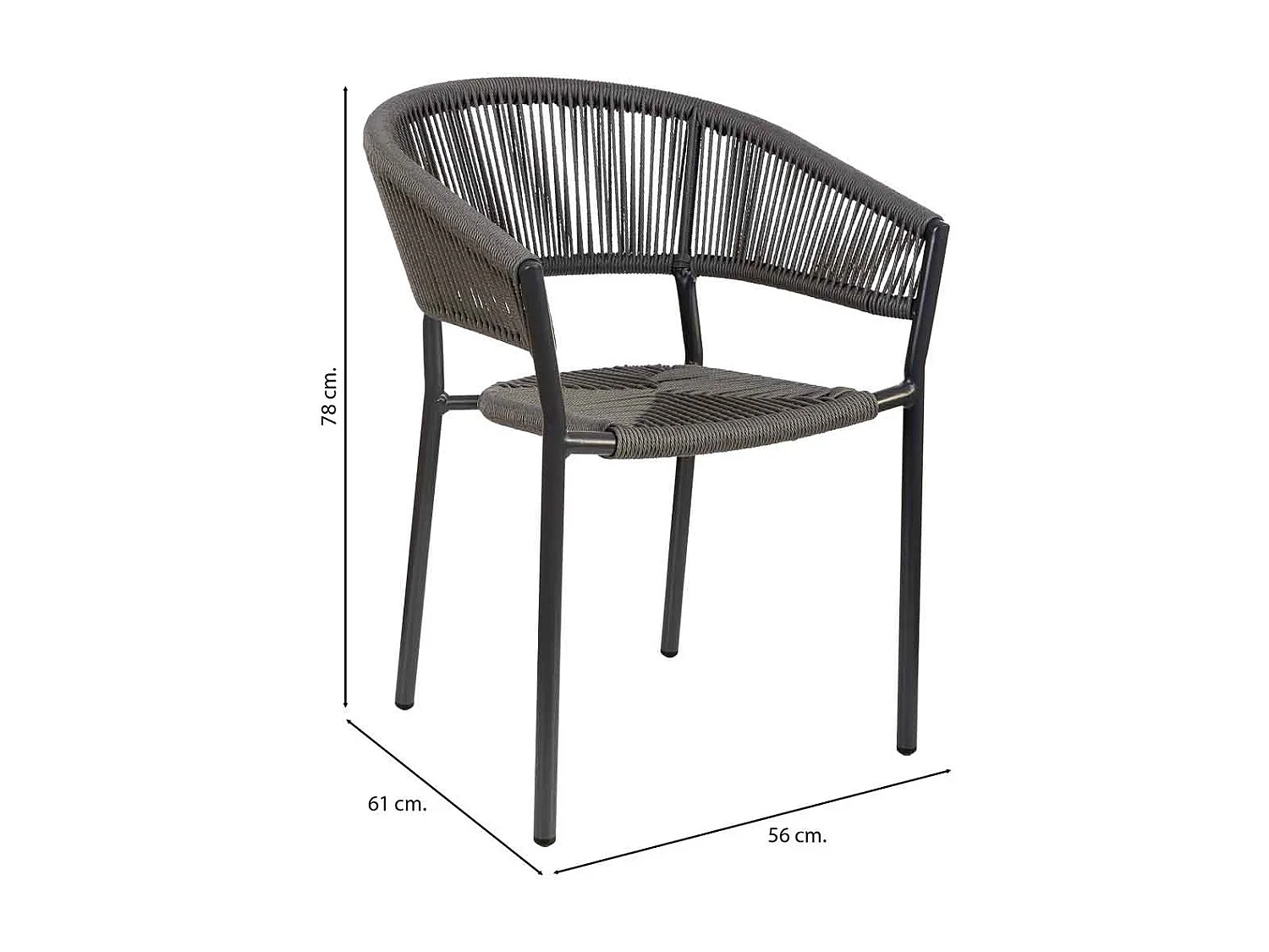 Silla de ratan sintético gris 56x61x78