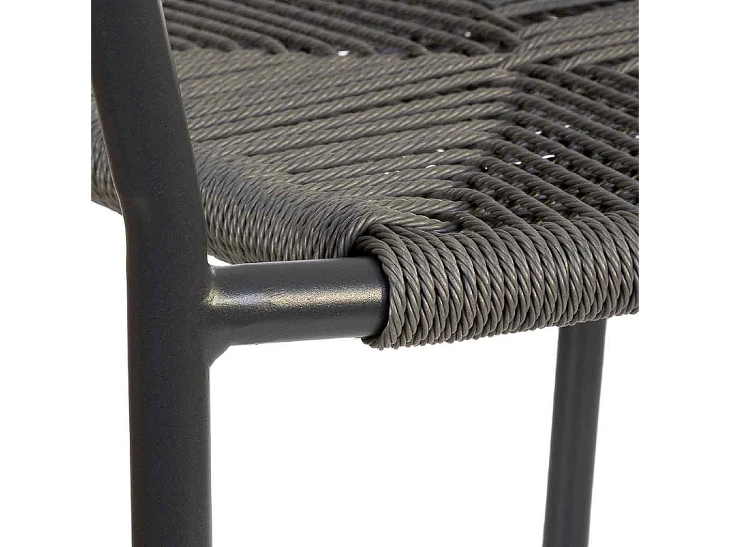 Silla de ratan sintético gris 56x61x78