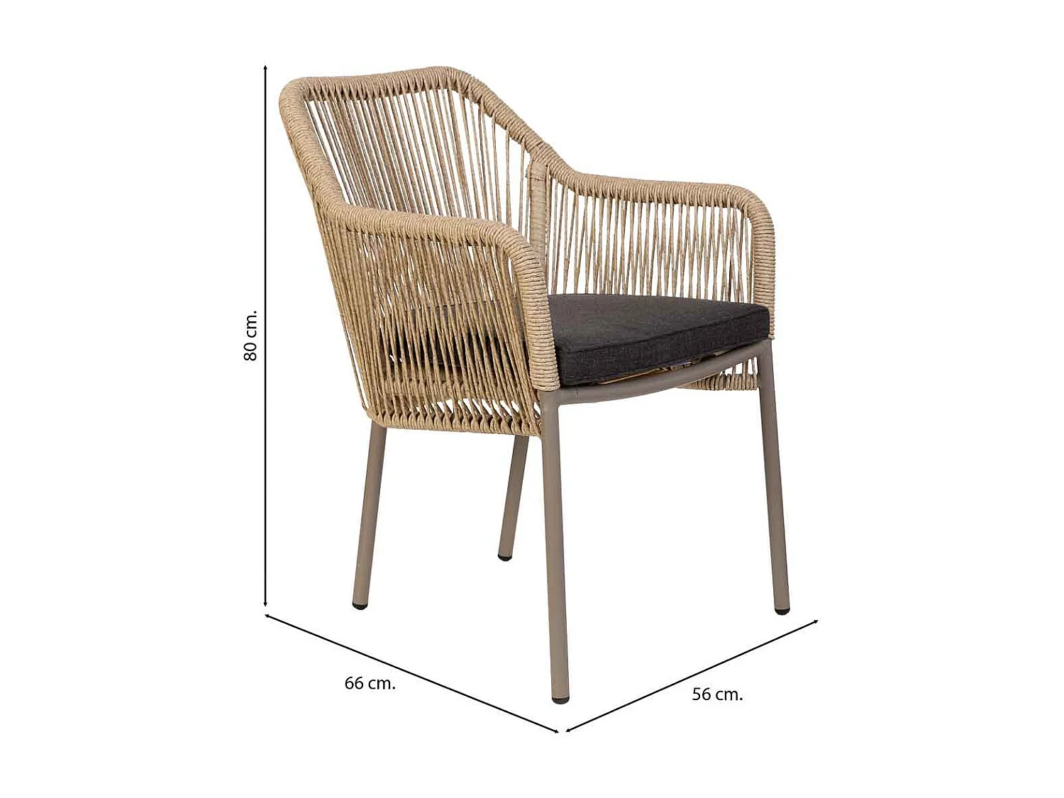 Silla de ratan sintético beige 56x66x80