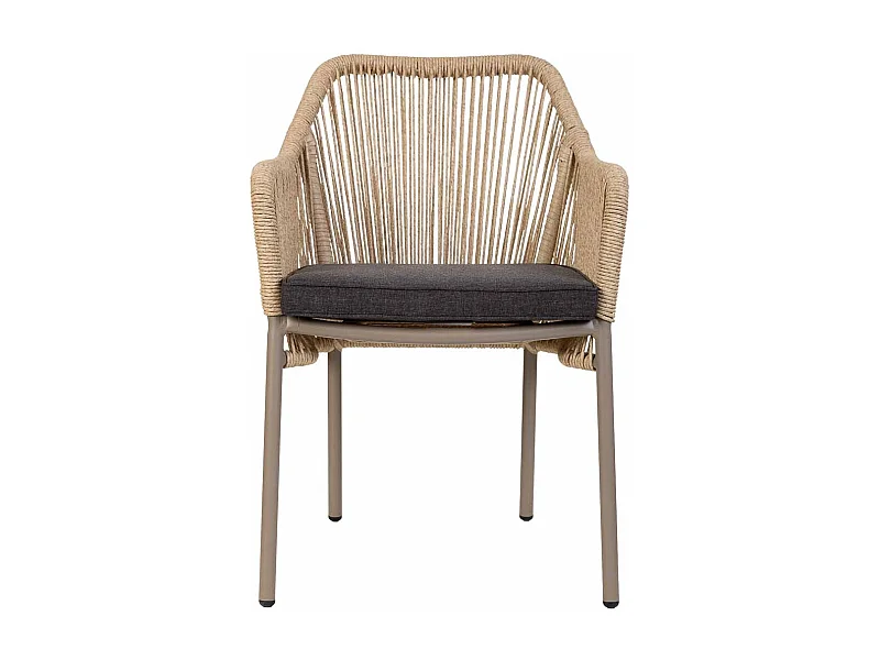 Chaise en rotin synthétique beige 56x66x80