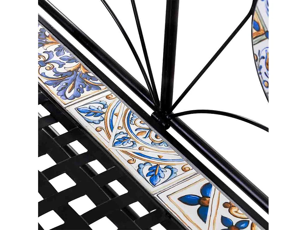 Panchina in mosaico e ferro battuto 110x50x88h cm Nero