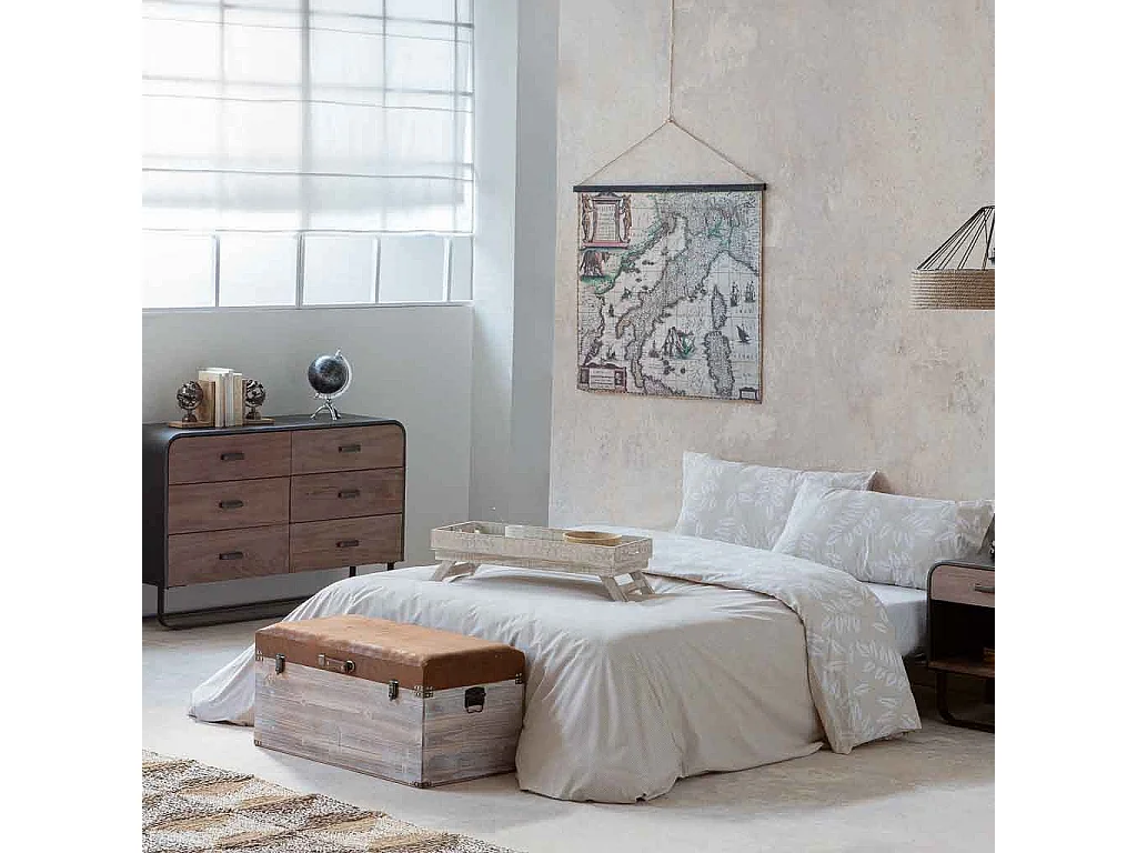 Truhenbank aus Holz und braunem Kunstleder 80x40x38h cm