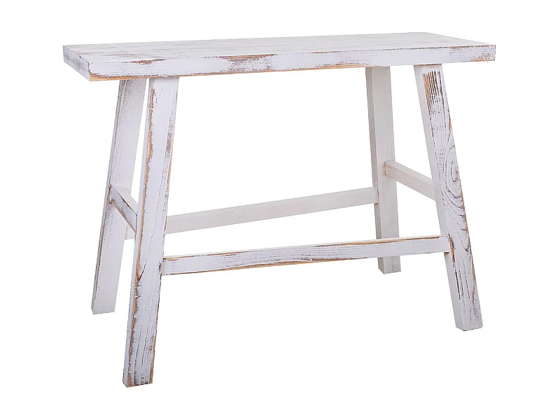 Weiße Holzbank 70x25x50h cm