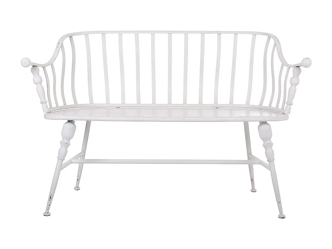 Weiße Metallbank 128x53x86h cm
