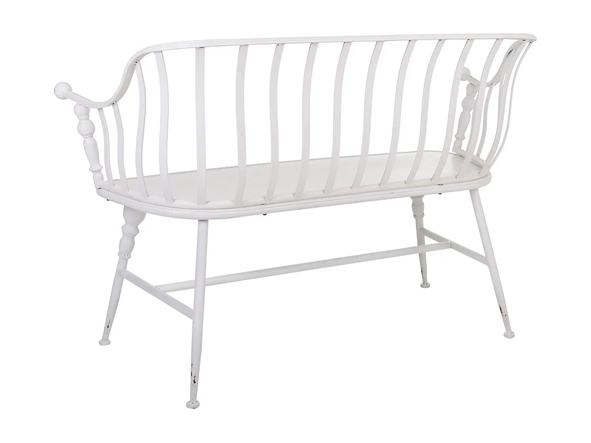 Weiße Metallbank 128x53x86h cm