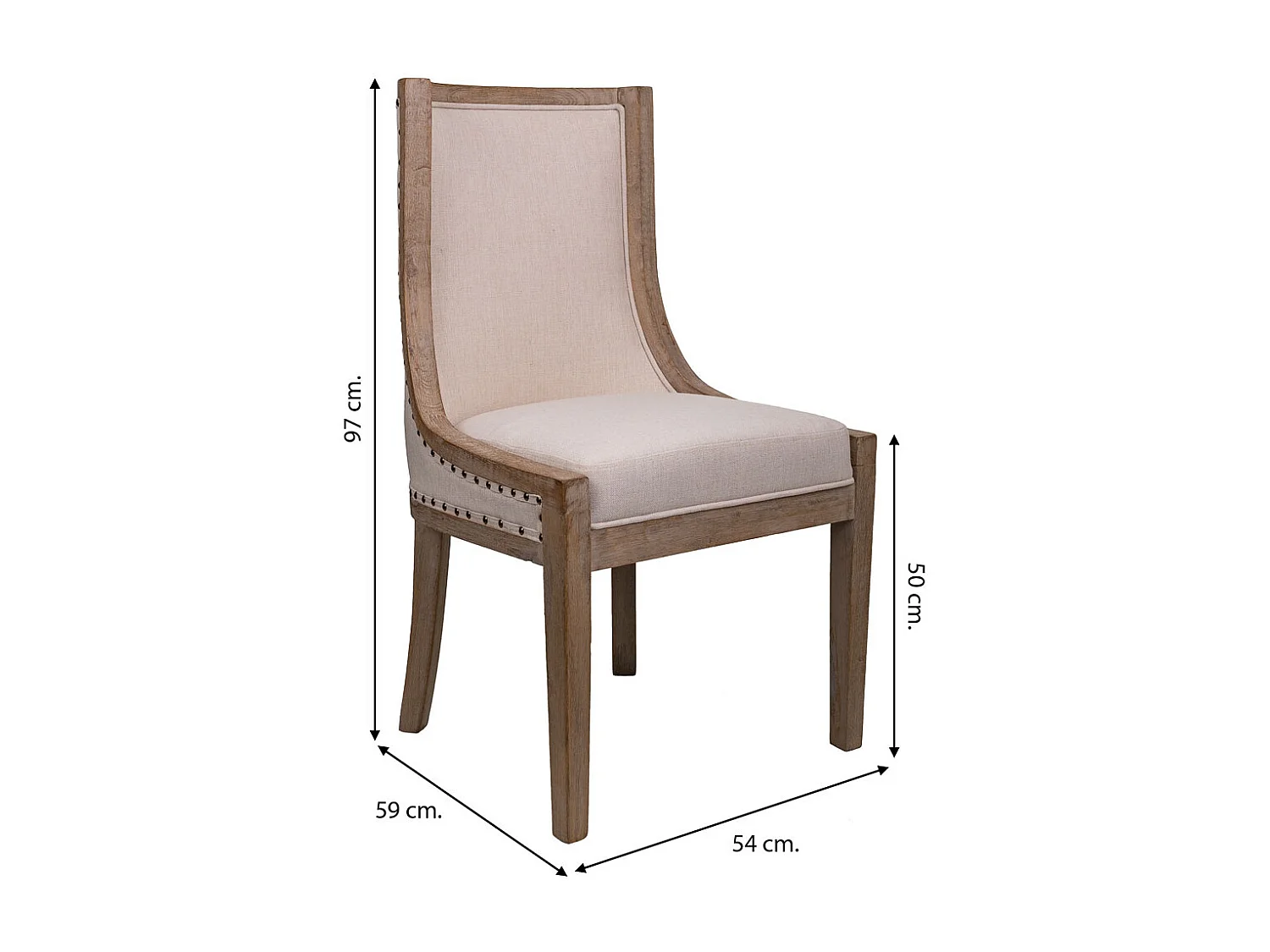 Chaise en bois tapissée couleur crème 54x59x50/97h